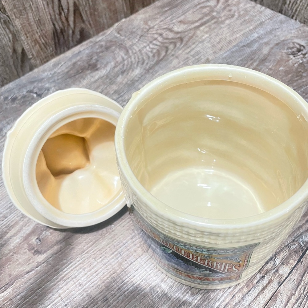 Rustic Cream Ceramic Canister Set with Vintage Labels - Picture 4 of 10